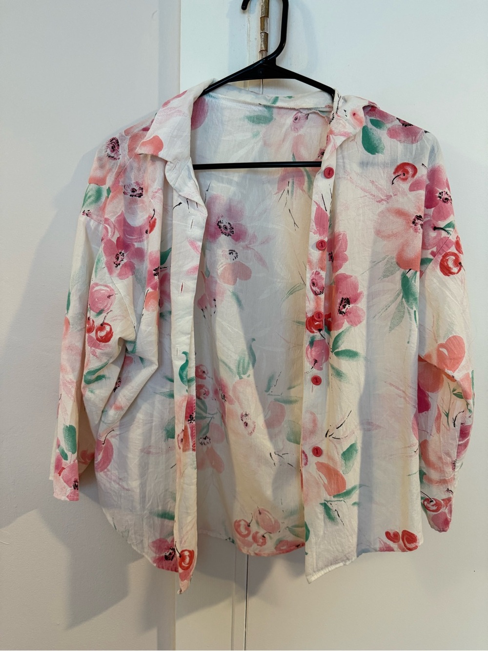 70s Vintage Cherry Blossom Blouse